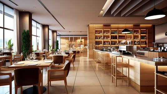 桌椅折叠背景图片_现代餐饮体验时尚酒店餐厅 3D 设计