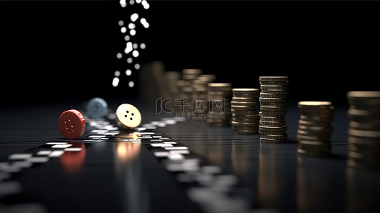 价格下跌背景图片_3D比特币代币倒塌引发硬币暴跌，说明比特币价格下跌