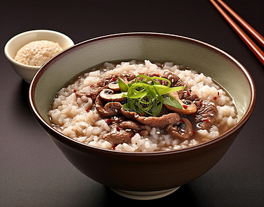 吃饭用筷子背景图片_里面有一碗牛肉蘑菇饭