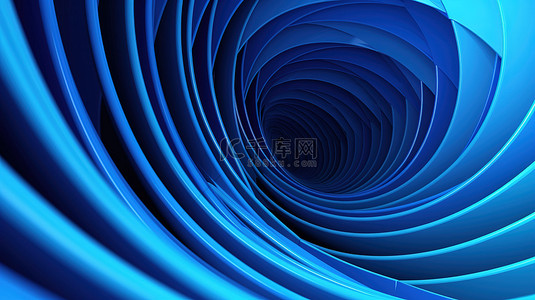 扁平几何创意背景背景图片_企业模板几何抽象蓝色螺旋线，优雅而扁平的 3D 插图风格，背景简单