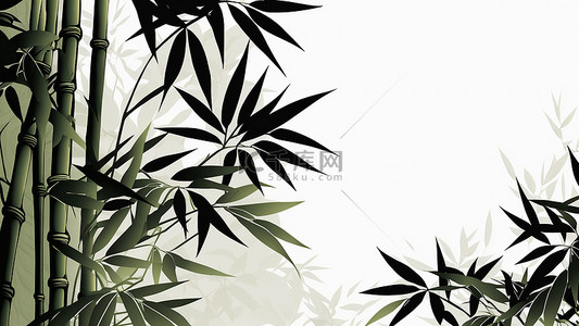 扁平植物绿色插画背景图片_竹子竹叶植物绿色背景