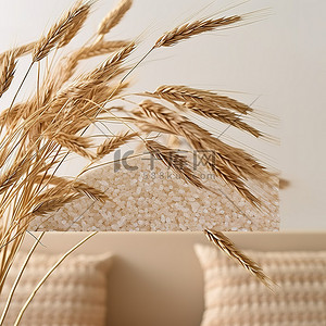 草里背景图片_稻田里的谷物糖在草地上与稻米