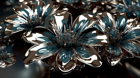 花金属背景图片_3d 渲染中的金属花