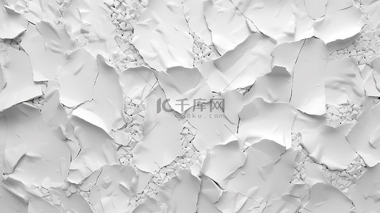 纹理白色石膏墙 3D 渲染的详细视图