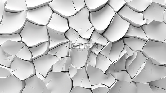 抽象裂缝背景图片_带裂缝的白色表面墙的 3d 渲染