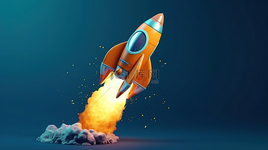 手卡通手背景图片_3D 卡通手将比特币火箭发射到外太空渲染图像