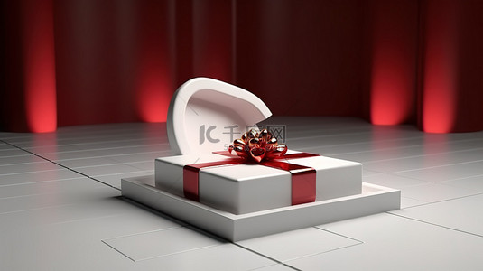 打开的魔法盒背景图片_讲台上未包装的礼品盒的 3D 渲染