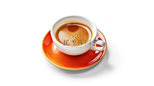 玛尼石背景背景图片_白色背景上的 3d 渲染咖啡杯