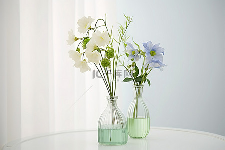 蓝色的花背景图片_玻璃花瓶里盛着蓝色的花