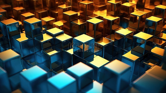 抽象矩形立方体背景的高分辨率 3D 插图
