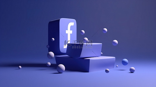 图标透明底背景图片_蓝色背景上的 3d facebook 信使图标代表社交媒体连接