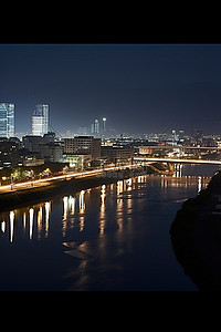 跳绳前景背景图片_从萨姆松山附近的一座桥看夜景