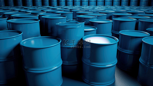蓝色工业背景图片_3d 渲染中蓝色桶的背景