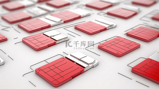 社会保障卡背景图片_解锁 SIM 卡概念，具有 3D 渲染和白色背景上的安全功能