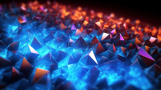 背景多彩背景图片_彩色照明三角形在抽象 3D 插图中形成马赛克，并带有对角擦除三角形
