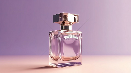 香水包装设计背景图片_紫色香水瓶样机的 3d 渲染