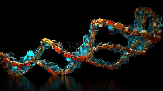 细胞结构中分子链和 DNA 遗传学的 3D 图像