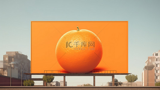 营销执行方案背景图片_充满活力的 3D 插图引人注目的橙色广告牌海报