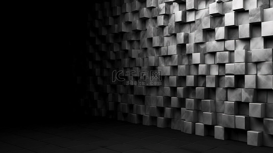 黑白肖像背景图片_黑白水泥墙背景 3D 渲染图像