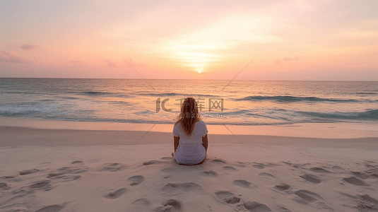 夏天的海边背景图片_天空海边早晨瑜珈运动风景