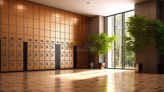 安全报告报告背景图片_公寓现代邮箱室的豪华 3D 渲染