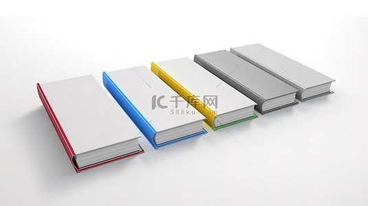 笔记本封面背景图片_白色背景与 3d 呈现的空白书籍封面