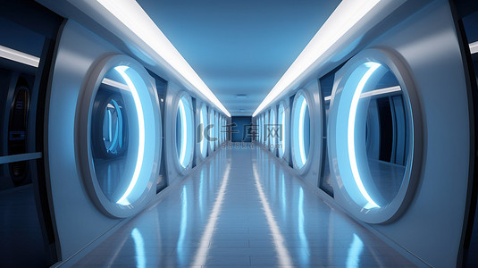 发光隧道背景图片_发光的走廊 d cor 通过 3D 渲染将未来主义概念变为现实