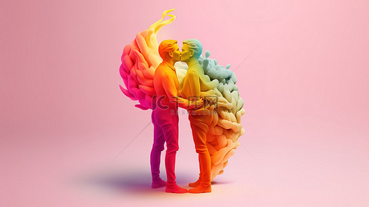 快乐女孩背景图片_概念艺术 3D 演变中的同性浪漫