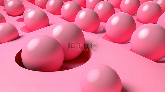 壁纸线条背景图片_3D 渲染的粉红色背景上的粉红色圆形形状簇