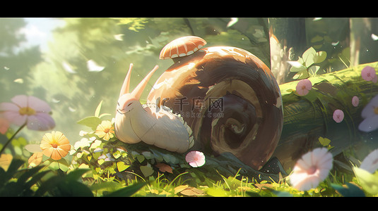 动物蜗牛背景图片_插图 3d 蜗牛