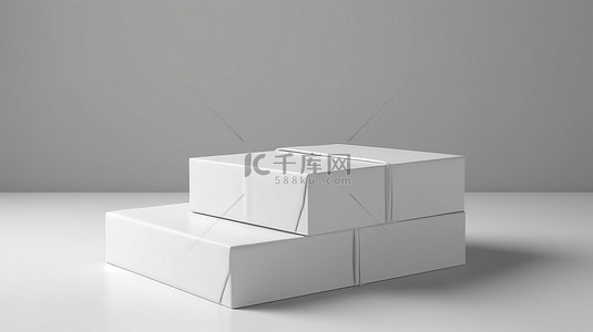 综艺包装花字背景图片_白色矩形盒包装的 3D 渲染插图