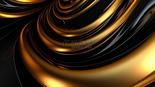 艺术封面背景图片_3D 渲染抽象壁纸，黑色和金色色调