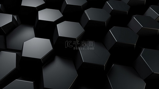 logo黑色背景图片_黑色六角形背景的 3d 插图
