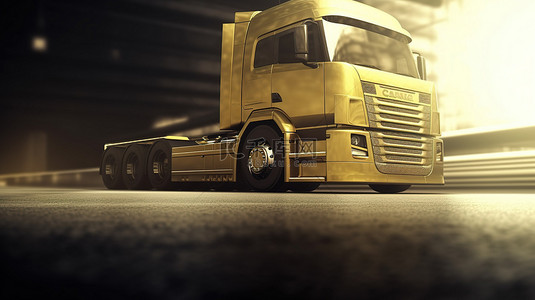 行驶的货车背景图片_一辆卡车在路上行驶的 3d 插图