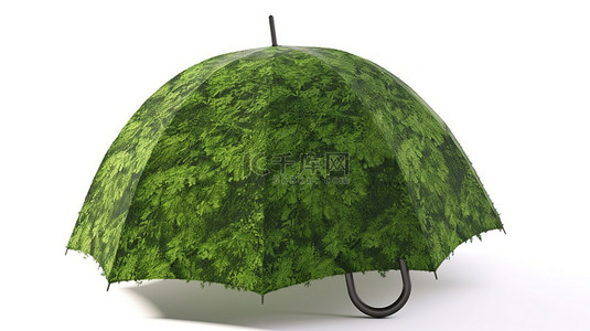环境保护插画背景图片_3d 渲染生态保护在伞下