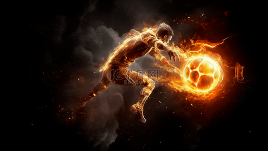 足球运动守门员火焰燃烧效果广告背景