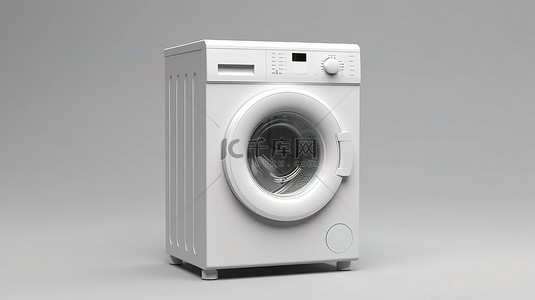 新清背景图片_时尚白色前置式洗衣机的 3D 渲染
