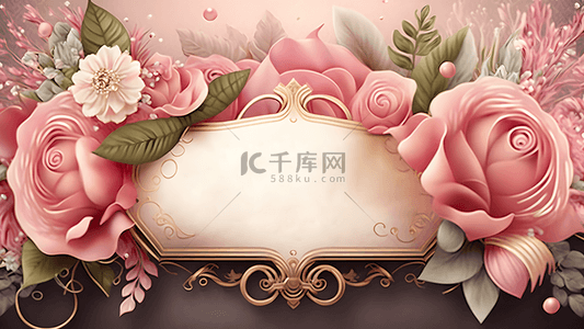 粉色婚礼边框背景图片_婚礼横幅装饰背景