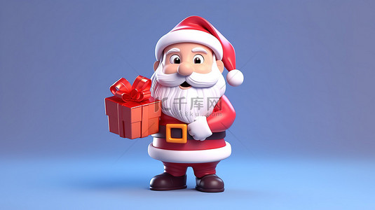 卡通风格的圣诞老人，配有礼品盒，非常适合圣诞节横幅和标签
