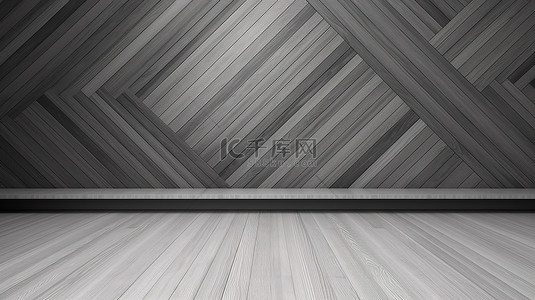 木图案背景图片_具有对角线图案的灰色木板 3d 渲染地板和墙壁背景