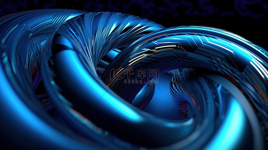 线版式设计背景图片_哇蓝色的 3D 渲染版式设计与抽象扭曲
