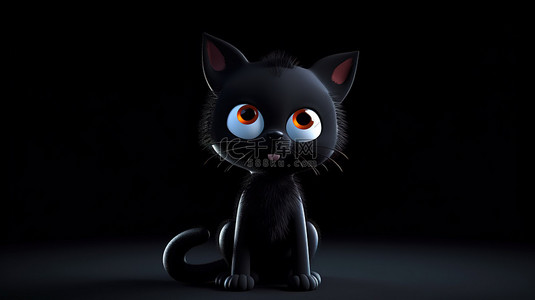 黑色的猫背景图片_光滑的黑色猫科动物的 3d 字符