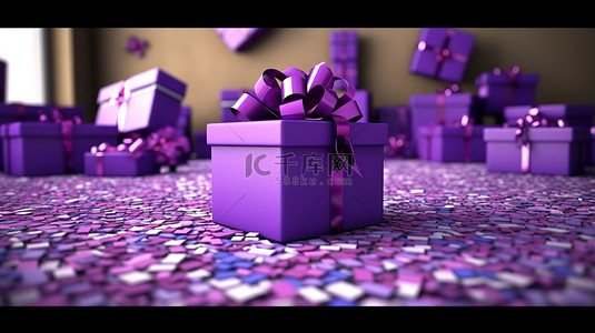 状态背景图片_打开和关闭状态下紫色礼品盒的 3D 渲染插图