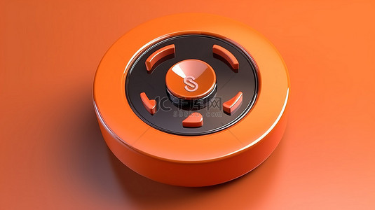 橙色背景上的 3D 音乐激活按钮启动旋律