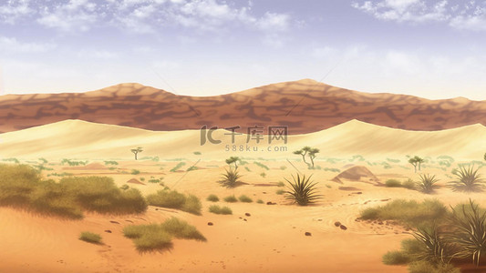 沙地蜜薯背景图片_沙漠夏季热带树木沙地