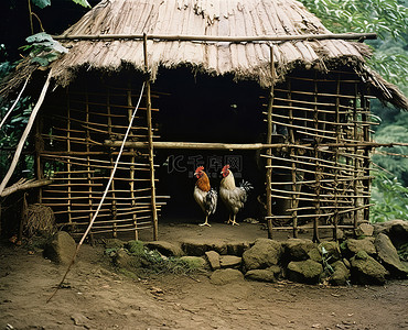 乡村小屋或养鸡场