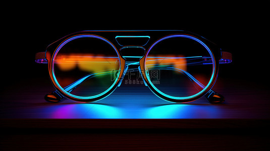 霓虹灯 3D 眼镜的简约顶视图