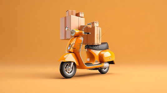 摩托车送货服务履行订单的 3d 渲染