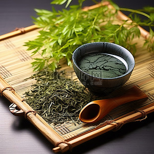 茉莉绿茶拿铁背景图片_传统亚洲日本绿茶