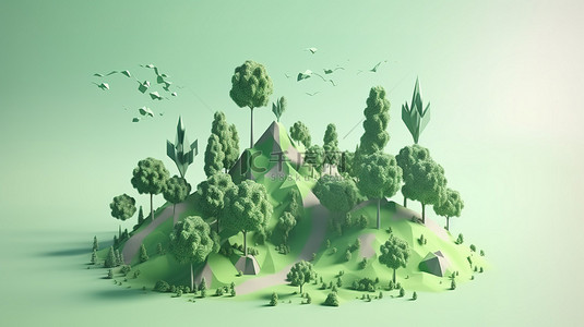 3D 渲染世界环境日的插图，具有充足的文本或消息空间